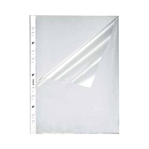Herlitz 10840098 Prospekthülle A4 genarbt, 100er Packung, oben und seitlich offen Cover
