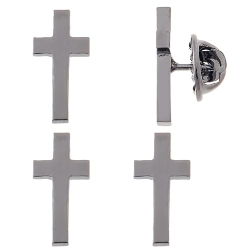 Broches croix noires en alliage robuste pour tenue de cérémonie