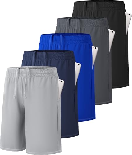 MLYENX 5 Pack Boys Athletic Shorts Active Performance Youth...