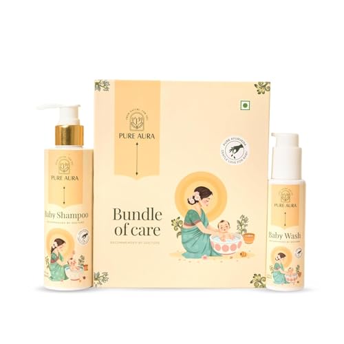 Image of Pure Aura Clean Baby Kit | Tear-Free Baby Shampoo & Gentle Body Wash | Ayurvedic Daily Cleansing for Hair & Skin | Mild, Safe & Natural Formula for Newborns, Infants & Toddlers | Sulfate-Free Care