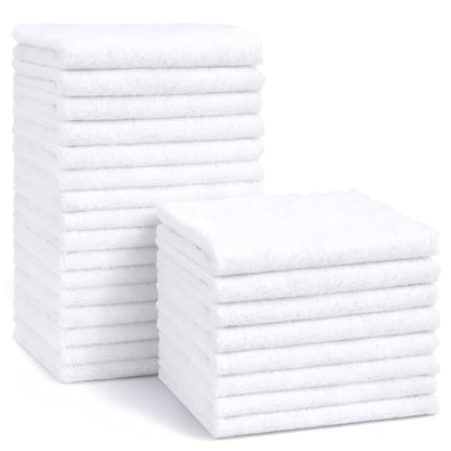 Image of HOMEXCEL Baby Washcloths 20 Pack-Microfiber Coral Fleece Baby Bath Face Towel 11 x 11 Inch Extra Absorbent Soft Burp Cloth and Wash Cloths for Newborn-Infants and Toddlers,White
