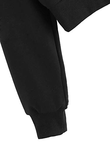 SweatyRocks Women's Long Sleeve Rainbow Stripe Sweatshirt Crop Top Hoodies Black S