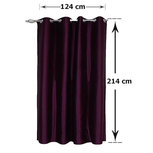 Image of 7 Feet Door Curtains Set of 2 - Semi Transparent Sheer Curtains for Living Room & Bedroom | Polyester Eyelet Curtain Panels | Modern Door & Window Curtain (Purple)