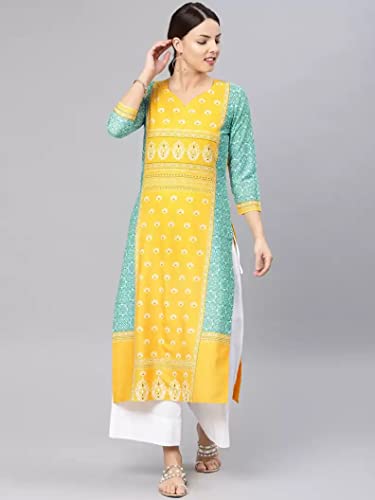 Image of Vaamsi Women's Poly Crepe a-line Kurta (VPK1583 S Multicoloured Small)
