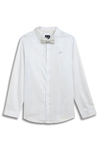 Image of Allen Solly Boys' All-Over Print Shirt | Bow Tie Detail | Regular Fit | Wedding & Festive