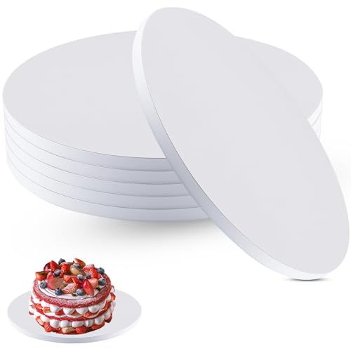 Foymlon 6 Piezas Base para Tartas, Tablero de Pastel Redondo Base 30 cm x 12 mm Blanco Cake Board Reutilizable, para Pasteles y Postres