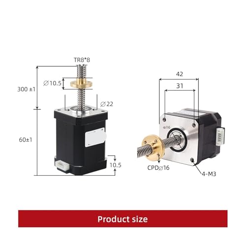 Moteur pas à pas Nema 17 de haute précision avec vis T8 150mm - 3