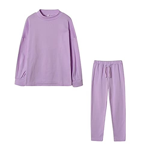 YUTANRAL Lounge Sets for Women 2 Piece Outfits Casual Sweatshirt Workout Tops With High Waisted Baggy Sweatpants Joggers