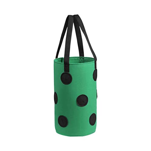 AwnsIMfreien Borsa per piantare, Borsa per coltivare fragole Contenitore per piante sospeso Tessuto traspirante 13 fori con manici per frutta Fiori Verdura Verde, Pianta sospesa