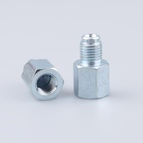 Image of AC PERFORMANCE M10x1.0 Concave to 7 /16x20 Male Fittings Zinc Steel 2PCS | Female concave to male thread adapter, zinc-coated steel for automotive brake lines