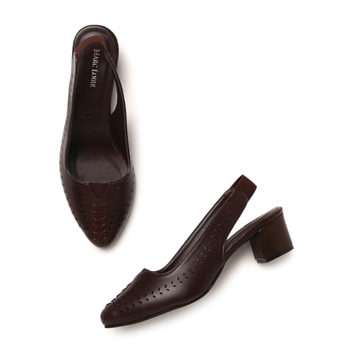 Image of Marc Loire Women Pointed Toe Block Heel Sandal for Office Wear