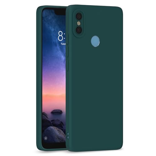 Image of Outlouders Back Cover for Redmi Note 6 Pro | Camera Protection | Durable Soft Matte Silicone Bumper Case (Green)