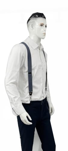 Image of Mens Suspenders with 3 Swivel Hooks Belt Loops 1.4 Inch Wide Heavy Duty Adjustable Braces