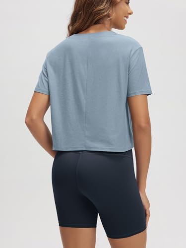 Image of ODODOS Women's Performance Cropped Tee Ultra Soft odSTRATUM Tech Short Sleeve Relaxed Top Crew Neck T-Shirts