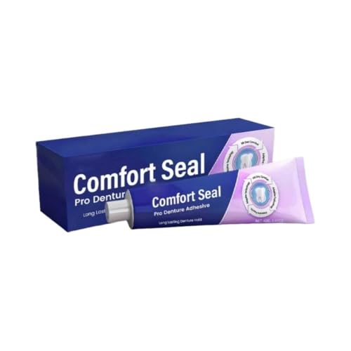 Sylovona Glow Denture Adhesive All-Day Comfort Secure Hold for Loose False Teeth Pressure-Free Fit Denture Fixative 1.41oz