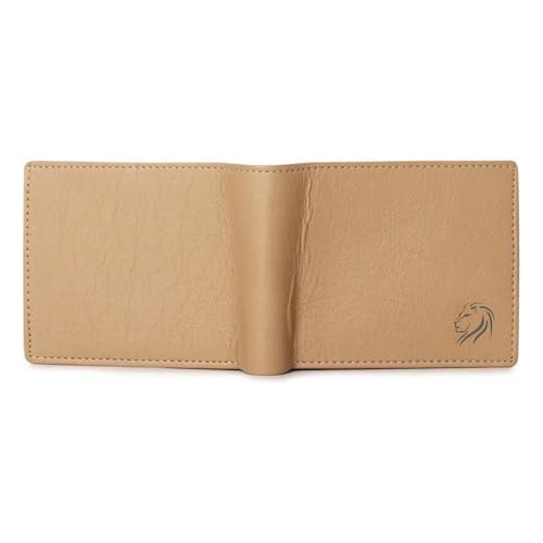 Image of VEMILIO Vegan Leather Wallet for Men with ID Window, Coin Pocket, Zipper Pocket & Multiple Card Slots | Bi-Fold Gents Purse with Currency Compartments | Slim Stylish Men's Wallet (Beige)