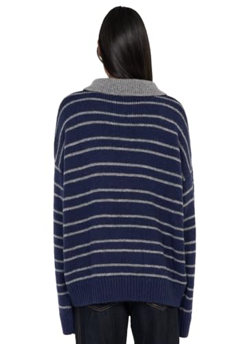 Women Striped Sweater Rugby Polo Oversized Color Block Knit Pullover Tops Vintage Preppy Going Out Streetwear4