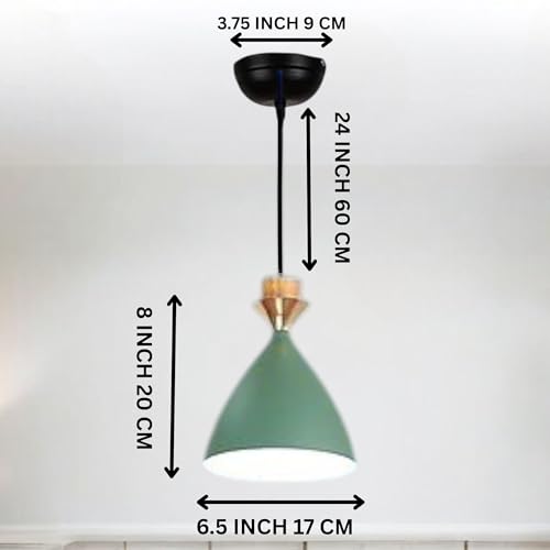 Image of Modern Green Dome Hanging Pendant Light for Ceiling, Aluminium, Antique Decor, E-27 Holder, Bulb is not Included, Pack of 2
