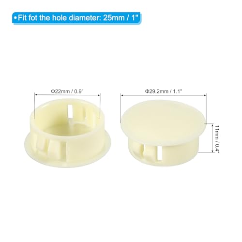 Image of PATIKIL 20Pcs 1 inch Hole Plugs, 1 inch /25mm Plastic Hole Plugs, 20Pcs Flush Type Round Hole Plugs Cover Snap in Locking Hole Tube for Table Kitchen Cabinet Furniture, Beige