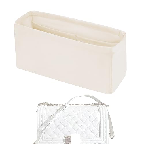 XYJG Bolsa organizadora sedosa para manter a forma da bolsa LV Chanel Leboy pequena/média/nova, média/grande, bolsa de mão de luxo leve e resistente (Médio 25, Craie)