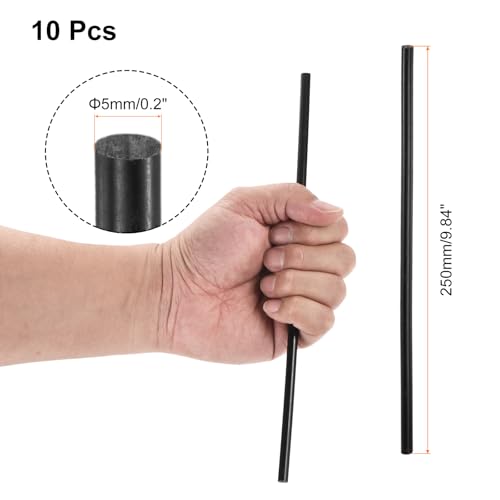 Image of uxcell 10 Pcs Black Plastic Rods 5 x 250mm ABS Styrene Round Stick Round Solid Bar DIY Model for DIY Toys Building Making Architectural Model Making