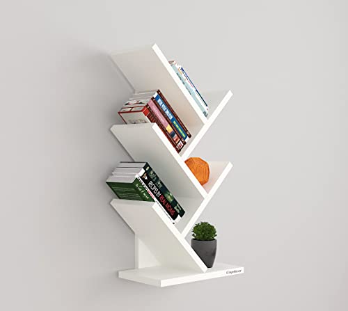 Image of Captiver Engineered Wood Wall Mounted Office Books Stand Bookshelf Steama Multipurpose Table Accessory Home (Matte Finish,White)