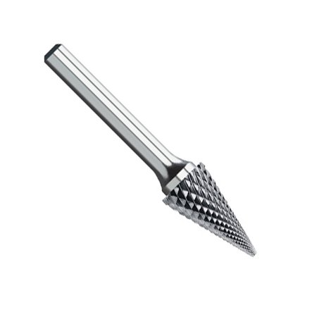 Kodiak Cutting Tools KCT125343 USA Made SM-53 Pointed Cone Carbide Bur, Double Cut, 3/16 Diameter, 1/8 Shank