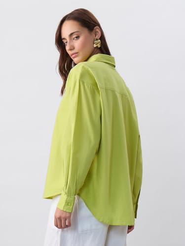 Image of The Souled Store Solids: Pink Women and Girls Loose fit Full Sleeve Cotton and Linen Pink Color Women Boyfriend Shirts