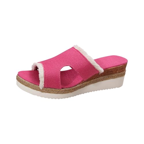 Chaussures d'été en toile rose taille 40 finis les pieds fatigués en sandales plates