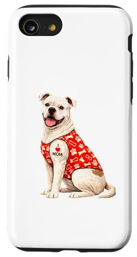 American Bulldog Dog Mom | I Love Mom ���킢���q�� �X�}�z�P�[�X iPhone SE (2020) / 7 / 8 �p