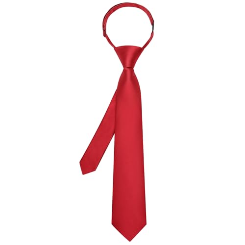 Image of Hi-Tie Pretied Boys Ties Solid Color Kids Adjustable Necktie Lapel Pin Clip Set Age 8-12 Wedding School Graduation