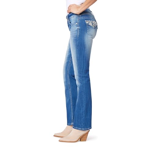 Image of WallFlower Bling Back Pocket Bootcut Jeans for Women, Luscious Curvy Fit, Embellished Mid-Rise Insta Stretch Denim