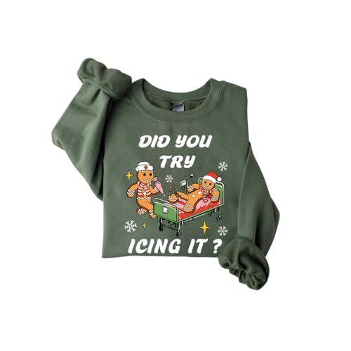 Did You Try Icing It Shirt, Funny Santa Xmas Sweatshirt, Merry Christmas Shirt, New Year Holiday Sweater, Funny Christmas Gift, Gingerbread Xmas Shirt, Gingerbread Lover Gift, Oversize Sweatshirt