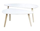 Material: MDF Happy Home 2X Couchtisch Beistelltisch Tisch Retro Ecktisch Kaffeetisch Satztisch Holz weiß