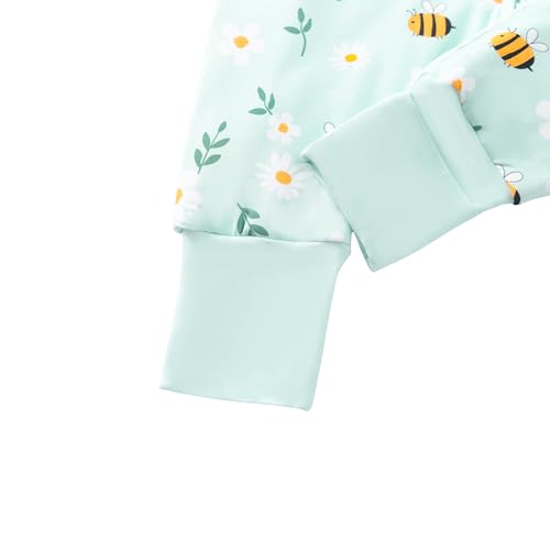 Image of Baby /Toddler Sleep Sack with Legs, Rayon from Bamboo 95% + 5% Spandex, 1.0 TOG, 2‑Way Zipper Sleeping Bag, Walker‑Friendly 18-36M Little Bee