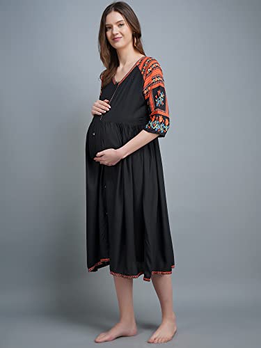 Image of Savita's Ethnic Women's Rayon Anarkali Maternity Feeding Kurti with Zippers (SE13)