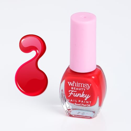 Image of Whimsy Beauty Nail Polish for Kids Girls | Peel Off Water Based Nail Colour with Non Toxic Formula | Safe Play Nail Paint for Daughters | 4 to 16 Years | Organic, Natural, Chemical Free (Red)