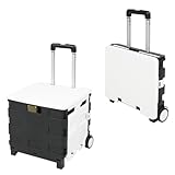 AirZen 折りたたみキャリーカート ショッピングカート コンテナキャリー キャリーカート 耐荷重35kg 45L 軽量 台車 静音 超コンパクト 蓋付き 座れる キャンプ用 家庭用 釣り 運動会 ショッピング用 飛び出し防止 簡単組立て 簡単取り付け 静音 旅行用品