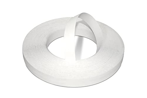 WoodPress Cinta de Chapa Pre-Encolada para Bordes de Melamina Blanca Perlado de 22mm - Rollo de Comercio de 50m - Hierro para una Fácil Aplicación de Bricolaje