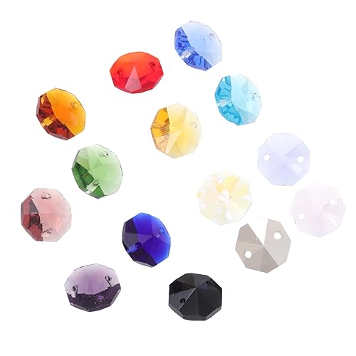 OSALADI 40 Piezas Cuentas octogonales de doble agujero. de colores talón home decoracion abalorios cristal cuentas sueltas de cristal cuentas espaciadoras de bricolaje cristal de vidrio