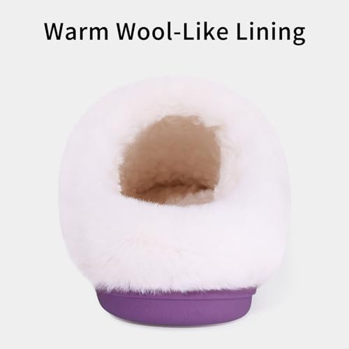 Image of Evshine Warm Knit House Slippers for Women Comfy Wool-Like Lined Chenille Slippers with Memory Foam and Indoor Outdoor Soles
