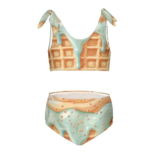 Glaze Caramel Sprinkles Teal Coral Ice Cream Girls Tankini Swimsuit Kids Bikini Sets 2 Pcs Bathing Suit 3T