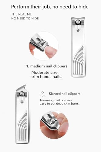 Image of 8 in 1 Manicure Pedicure Kit with Travel Storage Case - Stainless Steel Nail Clipper Set with Scissors, Tweezer, File & Ear Pick | Portable Grooming Tools for Men Women Home Travel Use
