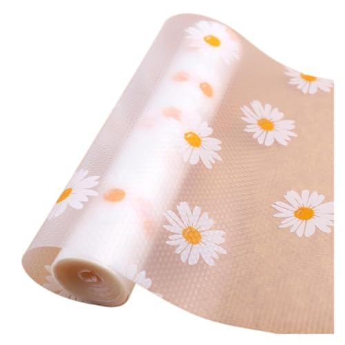 Tapete para cajones de cocina, diseño de margaritas, impermeable, impermeable, transparente, para cajones de cocina (50 x 200 cm)