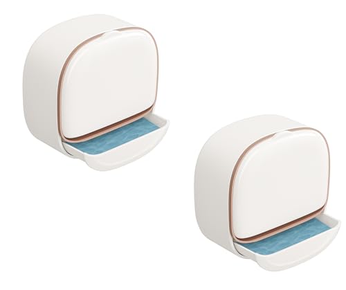 Image of ELMVIA Wall Mounted Soap Dish Holder with Drain Tray | Self-Adhesive Bathroom Soap Stand | Quick Dry Hygienic Soap Holder for Bathroom, Kitchen & Wash Basin ((White - 2 PCS))