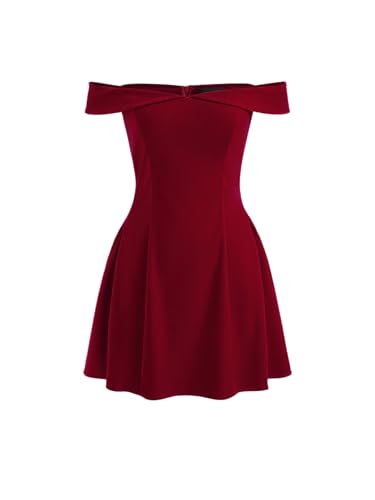 CIDER Mini Dress Off Shoulder Velvet Dress Party Dresses Wine