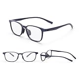 [GO!GRM] 老眼鏡 おしゃれ 【TRフレーム】 リーディンググラス ブルーライトカット シニアグラス 軽量 メンズ レディース ファッション 老眼メガネ コンパクト ケース付き 薄型老眼鏡 携帯 プレゼント 母の日 父の日 ギフト 読書 ユニセックス (度数：+1.5 ダークブルー)