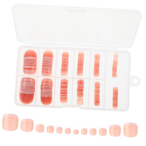 Beaupretty 120個 人工の足の爪セット 付け爪 ヒント 人工の爪 爪切り 爪を短く押す 釘を刺す ネイルアート キスの爪 つま先の爪 女性のための 人工の足の爪 足の爪キット 足の爪を押す Abs