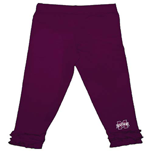Two Feet Ahead College Infant Baby Girl Ruffled Leggings (6 Months, Mississippi State Bulldogs)