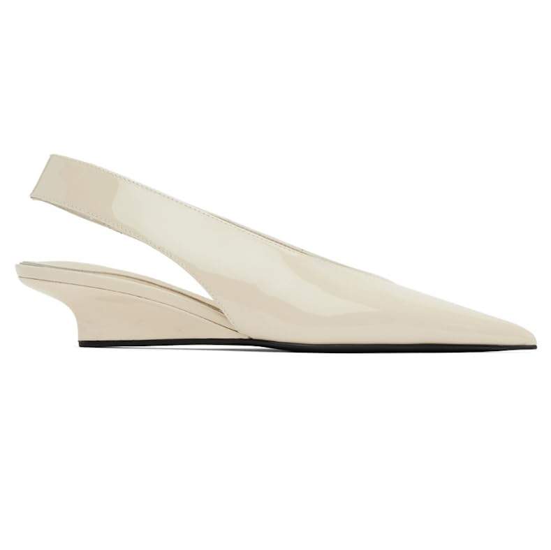 Women's Wedge Heel Slingback Pumps Low Heel Pointed Toe Sandals Closed Toe Patent Leather Dress Party Wedding Shoes2